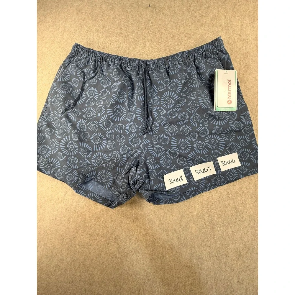 NWT Marmot Mens XL Blue Floral Sunburst Geometric Active Shorts